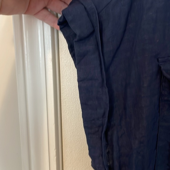 BANANA REPUBLIC Navy Short Sleeve Button Front Blouse Womens Size XL - Picture 2 of 6